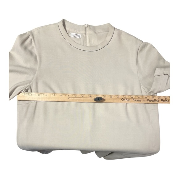 Brunello Cucinelli Ivory Monili Beaded Asymmetrical Wool Dress Tennis Preppy XL - Picture 6 of 8